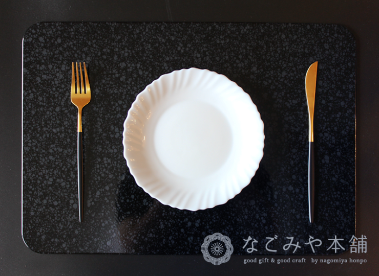 長角プレースマット　L　マーブルブラック